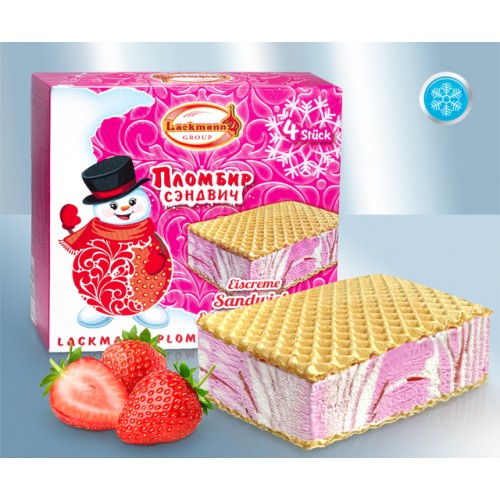 Мороженое "Пломбир", сэндвич со вкусом клубники (Family Pack), 4x180мл